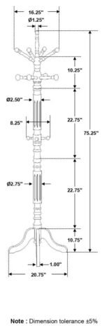 ACHELLE 11 HOOK FREESTANDING COAT RACK HAT HANGER TOBACCO - Image 4