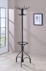 KIEFER 12 HOOK FREESTANDING METAL COAT RACK HAT HANGER BLACK - Image 2