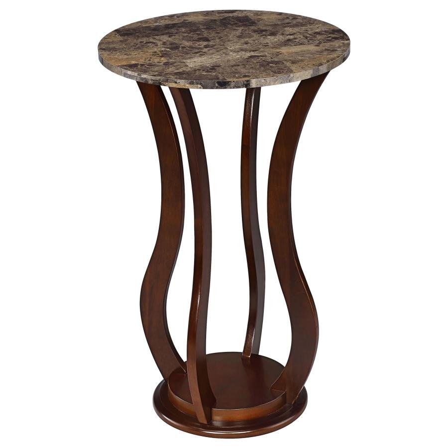 900926_02x900.jpg ELTON ROUND FAUX MARBLE TOP PLANT STAND BROWN - Image 1
