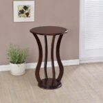 ELTON ROUND WOOD TOP ACCENT PLANT STAND CHERRY - Image 2