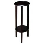 KIRK 1-SHELF ROUND WOOD PLANT STAND ESPRESSO