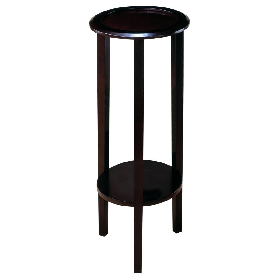 900936_02x900.jpg KIRK 1-SHELF ROUND WOOD PLANT STAND ESPRESSO - Image 1