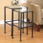 LEILANI 2-PIECE GLASS TOP NESTING TABLE SET BLACK - Image 2