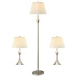 GRIFFIN 3-PIECE FLOOR AND TABLE LAMP SET BRUSHED NICKEL