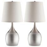 TENYA 24-INCH EMPIRE SHADE URN TABLE LAMP SILVER (SET OF 2)