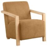 DIEGO UPHOLSTERED ACCENT ARM CHAIR WITH WOOD ARMS HONEY