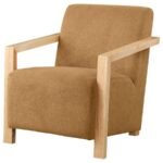 DIEGO UPHOLSTERED ACCENT ARM CHAIR WITH WOOD ARMS HONEY - Image 4