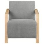 DIEGO UPHOLSTERED ACCENT ARM CHAIR WITH WOOD ARMS GREY - Image 3