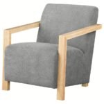 DIEGO UPHOLSTERED ACCENT ARM CHAIR WITH WOOD ARMS GREY - Image 4