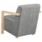 DIEGO UPHOLSTERED ACCENT ARM CHAIR WITH WOOD ARMS GREY - Image 6