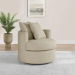 DEBBIE UPHOLSTERED SWIVEL ACCENT CHAIR CAMEL - Image 2