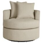 DEBBIE UPHOLSTERED SWIVEL ACCENT CHAIR CAMEL - Image 3