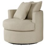 DEBBIE UPHOLSTERED SWIVEL ACCENT CHAIR CAMEL - Image 4