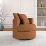 DEBBIE UPHOLSTERED SWIVEL ACCENT CHAIR BURNT ORANGE - Image 2