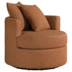 DEBBIE UPHOLSTERED SWIVEL ACCENT CHAIR BURNT ORANGE