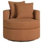 DEBBIE UPHOLSTERED SWIVEL ACCENT CHAIR BURNT ORANGE - Image 3