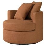 DEBBIE UPHOLSTERED SWIVEL ACCENT CHAIR BURNT ORANGE - Image 4