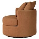 DEBBIE UPHOLSTERED SWIVEL ACCENT CHAIR BURNT ORANGE - Image 5