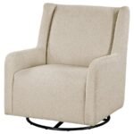 SERRA BOUCLE UPHOLSTERED SWIVEL GLIDER SANDY BEIGE - Image 4