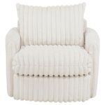 SARCO CORDUROY UPHOLSTERED SWIVEL ACCENT ARM CHAIR IVORY - Image 3