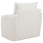 SARCO CORDUROY UPHOLSTERED SWIVEL ACCENT ARM CHAIR IVORY - Image 6