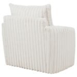 SARCO CORDUROY UPHOLSTERED SWIVEL ACCENT ARM CHAIR IVORY - Image 8