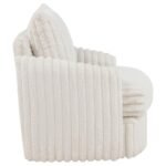 SARCO CORDUROY UPHOLSTERED SWIVEL ACCENT ARM CHAIR IVORY - Image 9