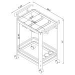 JEFFERSON 2-TIER GLASS SHELF ACRYLIC BAR CART CHROME - Image 5