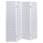 ROBERTO 4-PANEL ROOM DIVIDER FOLDING SHOJI SCREEN WHITE