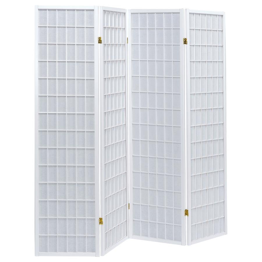 902626_02x900.jpg ROBERTO 4-PANEL ROOM DIVIDER FOLDING SHOJI SCREEN WHITE - Image 1