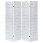 ROBERTO 4-PANEL ROOM DIVIDER FOLDING SHOJI SCREEN WHITE - Image 3