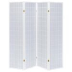 ROBERTO 4-PANEL ROOM DIVIDER FOLDING SHOJI SCREEN WHITE - Image 4