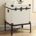 NANCY UPHOLSTERED VINTAGE SIDE TABLE STORAGE TRUNK WHITE - Image 2