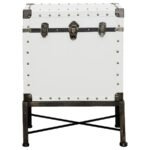 NANCY UPHOLSTERED VINTAGE SIDE TABLE STORAGE TRUNK WHITE - Image 3
