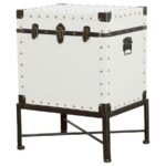 NANCY UPHOLSTERED VINTAGE SIDE TABLE STORAGE TRUNK WHITE - Image 4