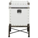 NANCY UPHOLSTERED VINTAGE SIDE TABLE STORAGE TRUNK WHITE - Image 5