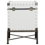 NANCY UPHOLSTERED VINTAGE SIDE TABLE STORAGE TRUNK WHITE - Image 6