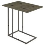 PEDRO EXPANDABLE C-SHAPED SOFA SIDE TABLE WEATHERED GREY - Image 4
