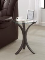 EDGAR ROUND GLASS TOP ACCENT SIDE TABLE CAPPUCCINO - Image 2