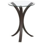 EDGAR ROUND GLASS TOP ACCENT SIDE TABLE CAPPUCCINO