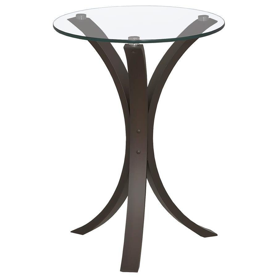 902867_02x900.jpg EDGAR ROUND GLASS TOP ACCENT SIDE TABLE CAPPUCCINO - Image 1