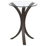 EDGAR ROUND GLASS TOP ACCENT SIDE TABLE CAPPUCCINO - Image 3