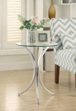 ELOISE ROUND GLASS TOP ACCENT SIDE TABLE CHROME - Image 2