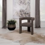 PETRA BOUCLE UPHOLSTERED ACCENT SIDE CHAIR CHOCOLATE BROWN - Image 2