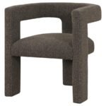 PETRA BOUCLE UPHOLSTERED ACCENT SIDE CHAIR CHOCOLATE BROWN - Image 4