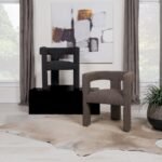 PETRA BOUCLE UPHOLSTERED ACCENT SIDE CHAIR CHOCOLATE BROWN - Image 12