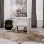 PETRA BOUCLE UPHOLSTERED ACCENT SIDE CHAIR WHITE - Image 2