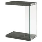 COLBY ENGINEERED WOOD C-SHAPED SIDE TABLE WEATHERED GREY