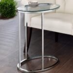 KYLE OVAL GLASS TOP C-SHAPED SOFA SIDE TABLE CHROME - Image 2