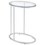 KYLE OVAL GLASS TOP C-SHAPED SOFA SIDE TABLE CHROME